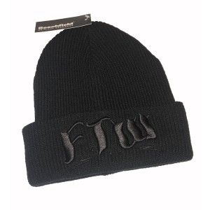 FTW hallucinogenic black embroidery beanie hat